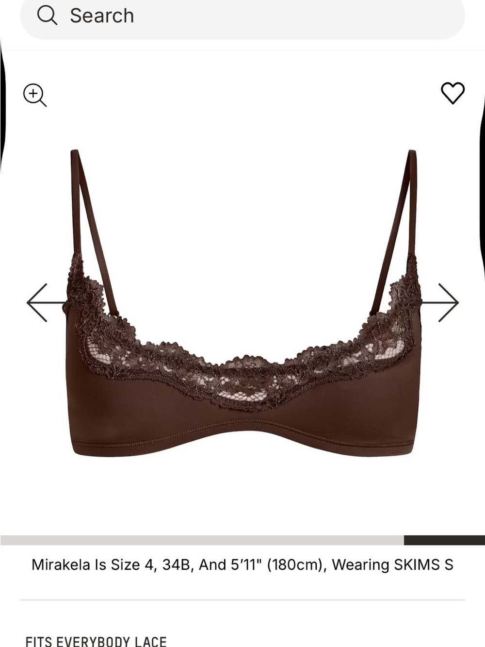 SKIMS Lace Trim Bralette in Dark Brown